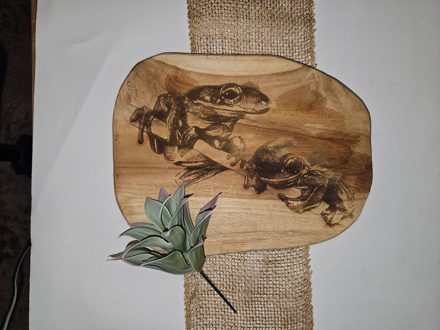 Teakbrett mit Frosch Motiv