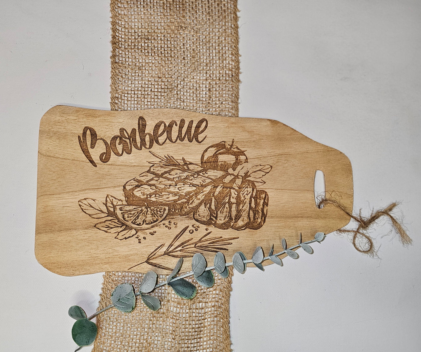 Teakbrett mit Barbecue Motiv
