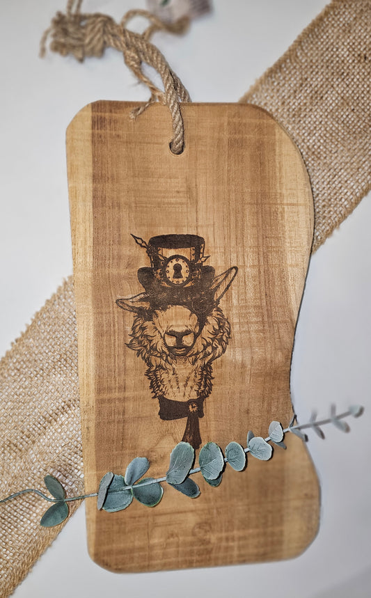 Teakbrett mit Steampunk Schaf
