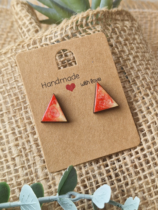 Ohrstecker, Ohrring aus Epoxidharz und Holz