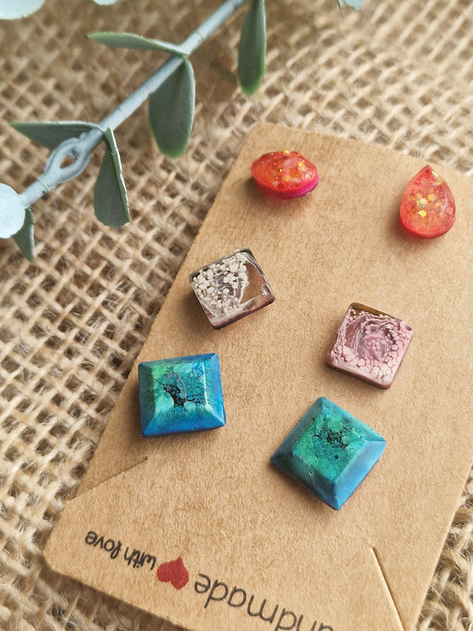 Ohrsteckerset, Ohrringe aus Epoxidharz